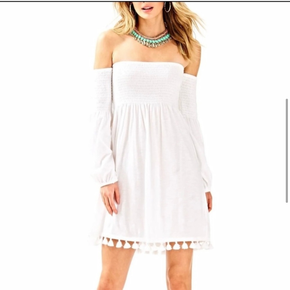 Lilly Pulitzer Trina Beach Off Shoulder Tassel Dress